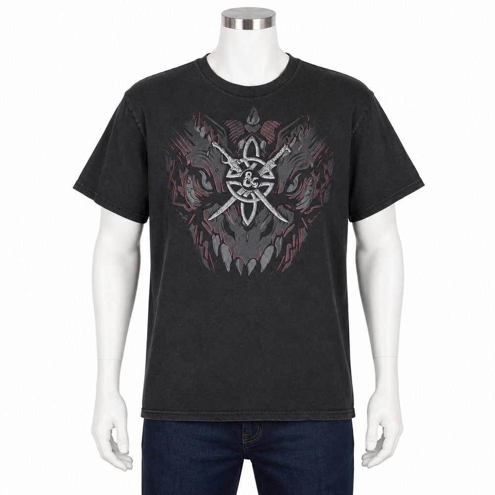 Dungeons & Dragons T-Shirt Mens Large Black‎ Graphic Tee Dragon Sword Geeknet